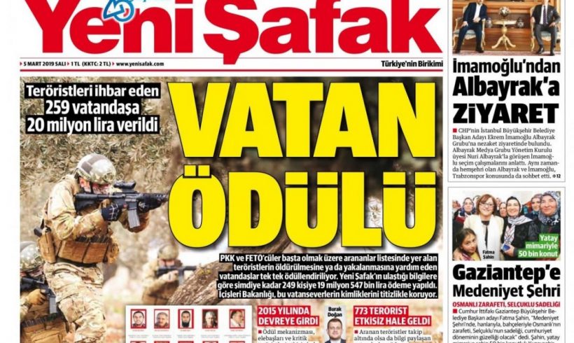 «Turquía recompensó con 3,5 millones de dólares a informantes que proporcionaron información que facilitó el arresto o la muerte de gulenistas y miembros del PKK»